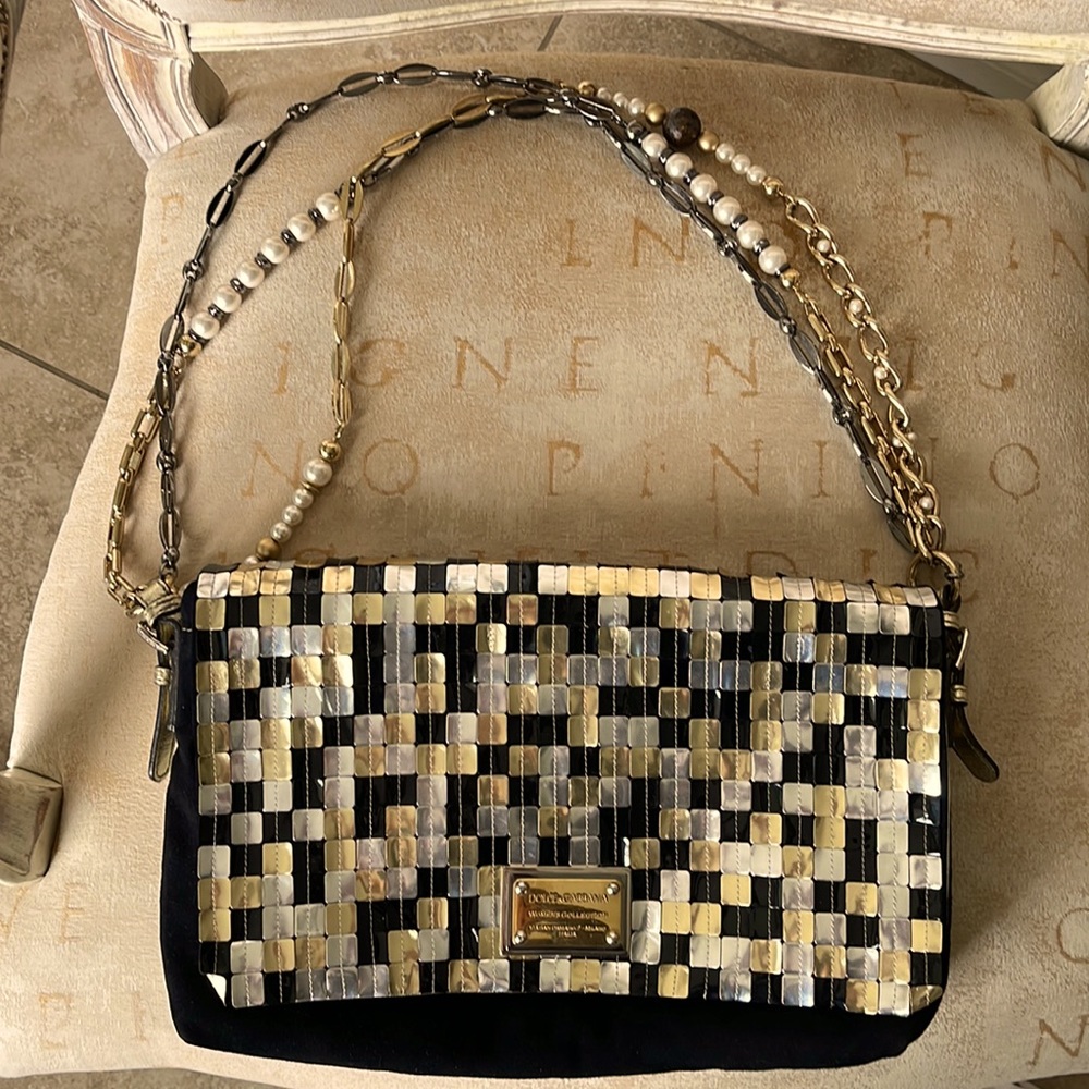Dolce & Gabbana D&G Embellished Miss Charles Bag With Chain And Pearl - Picture 6 of 9